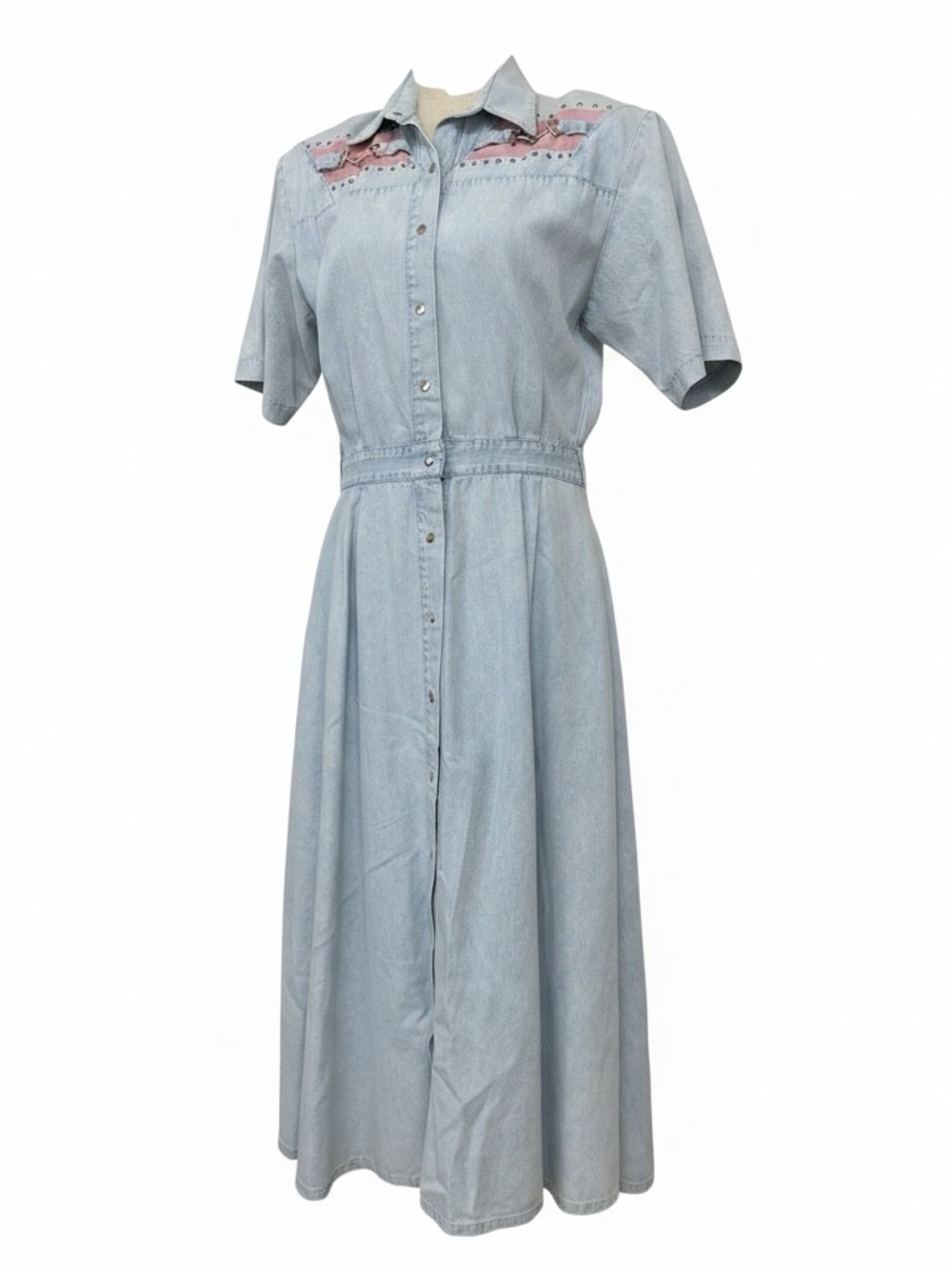 Vintage Rio Brand Denim Short Sleeve Button Down Dress Women’s Size Small - Picture 1 of 16